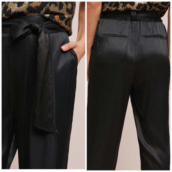 Anthropologie Ett:twa Satin Tie-Waist Pants Size 2 - Picture 3 of 8